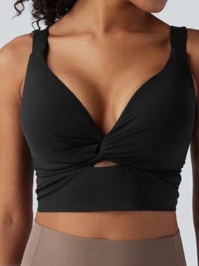 HALARA UltraSculpt Pushup Black Twist-Front Longline Sports Bra